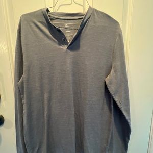 Marc Anthony Luxury Men's Henley Long Sleeve T Shirt Gray Buttons Soft Sz L (7)